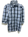 KMJ Size S Blue No Fabric Tag Plaid Button Front Ruffle Neck Patch Pocket Top Blue / S