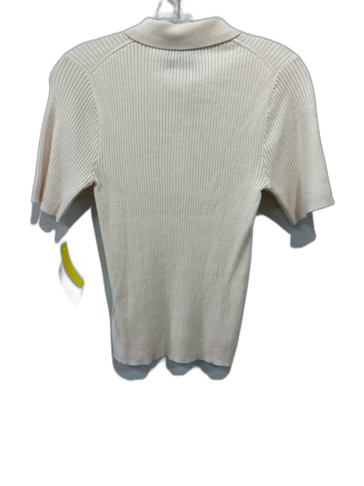 Tuckernuck Size S Cream Lyocell blend 1/4 Button Ribbed Collared Top Cream / S