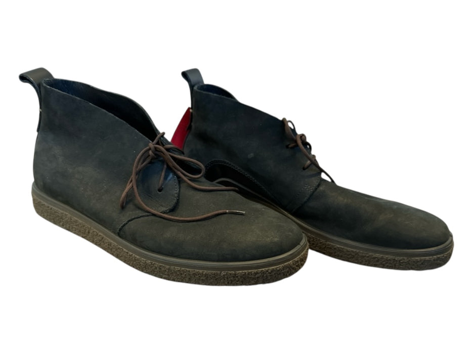 ecco Shoe Size 11 Black Leather Rubber Sole Lace Up Men's Sneakers Black / 11