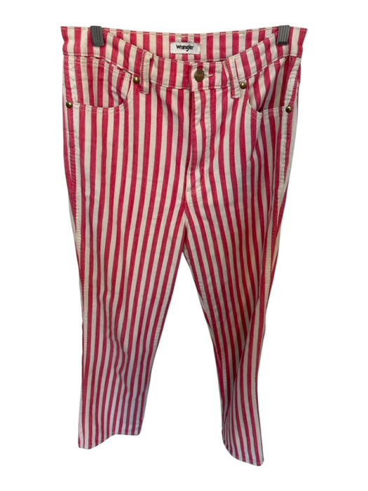 Wrangler Size 30 Pink & White Cotton Blend Striped Button Fly Pockets Pants Pink & White / 30