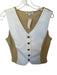 St. John Size 12 Tan & White Color Block Button Up Vest Tweed Top Tan & White / 12