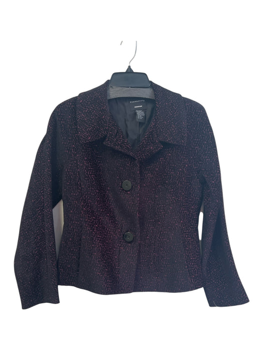 Doncaster Size 4 Black & Lilac Viscose Blend Collared Button Down Jacket Black & Lilac / 4