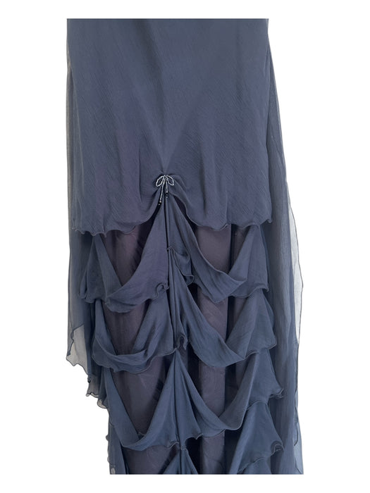 Carol Peretz Size 10 Storm Blue Silk & Polyester Round Neck Sleeveless Gown Storm Blue / 10