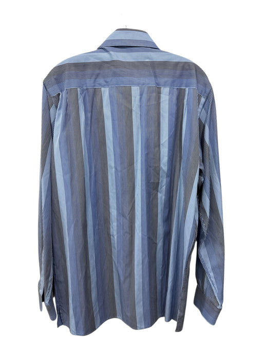 Zegna Size L Blue & White Cotton Striped Button up Men's Long Sleeve Shirt Blue & White / L