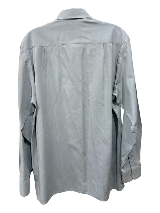 Zegna Size L Light blue Cotton Herringbone Button up Men's Long Sleeve Shirt Light blue / L