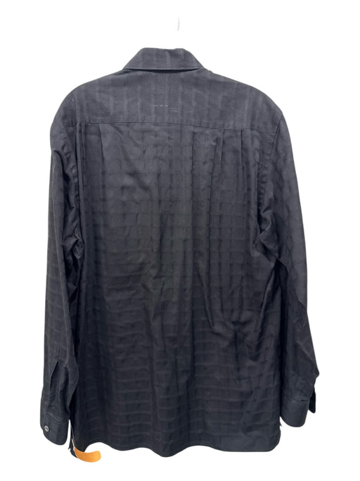 Zegna Size L Black Cotton Plaid Button Up Men's Long Sleeve Shirt Black / L