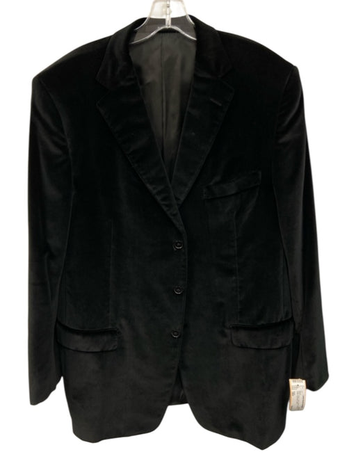 Zegna Black Velour Solid 3 button Men's Blazer Black / 58R