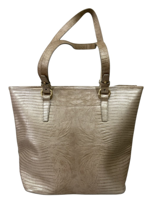 Brahmin Champagne Gold Leather Lizard Embossed Goldtone Hardware Zip closure Bag Champagne Gold