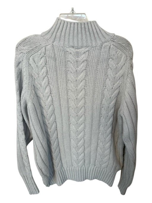 Ann Taylor Size M Light Gray Wool Blend Mock Neck Cable Knit Sweater Light Gray / M