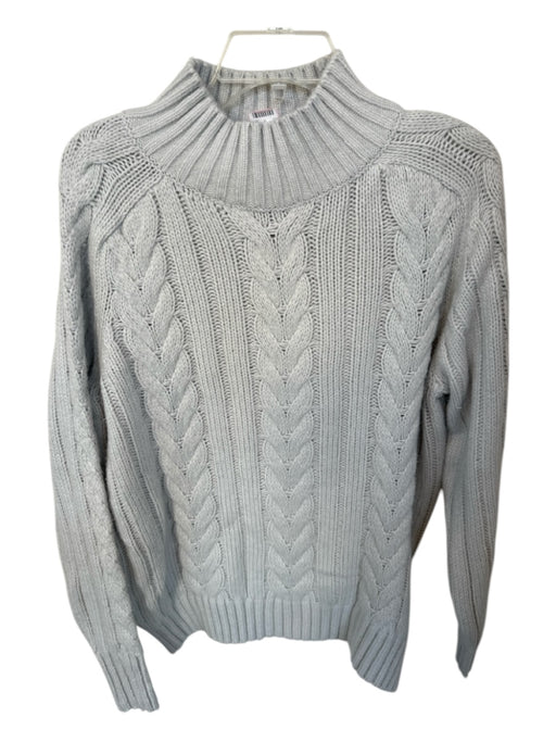 Ann Taylor Size M Light Gray Wool Blend Mock Neck Cable Knit Sweater Light Gray / M