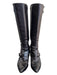 Chanel Shoe Size 38 Black Leather Pointed Toe Silver Hardware Stiletto Boots Black / 38