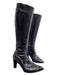 Chanel Shoe Size 38 Black Leather Pointed Toe Silver Hardware Stiletto Boots Black / 38