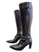 Chanel Shoe Size 38 Black Leather Pointed Toe Silver Hardware Stiletto Boots Black / 38