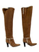 Ralph Lauren Shoe Size Est. 7 Brown Cotton Pointed Toe Stacked Heel Boots Brown / Est. 7