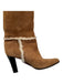 Ralph Lauren Shoe Size Est. 7 Brown Cotton Pointed Toe Stacked Heel Boots Brown / Est. 7