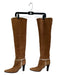 Ralph Lauren Shoe Size Est. 7 Brown Cotton Pointed Toe Stacked Heel Boots Brown / Est. 7