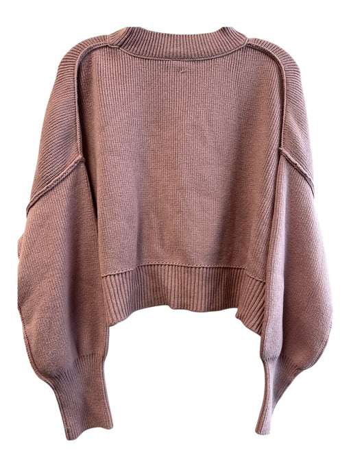 Free People Size M Mauve Cotton Blend Crew Neck Long Sleeve Ribbed Sweater Mauve / M