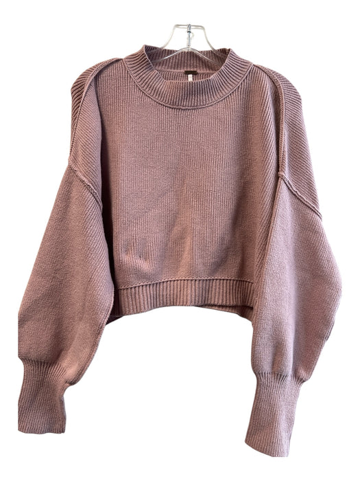 Free People Size M Mauve Cotton Blend Crew Neck Long Sleeve Ribbed Sweater Mauve / M