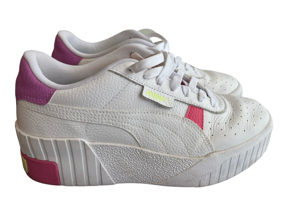 Puma Shoe Size 8.5 White, pink & purple Leather Platform Sneaker Lace Up Shoes White, pink & purple / 8.5