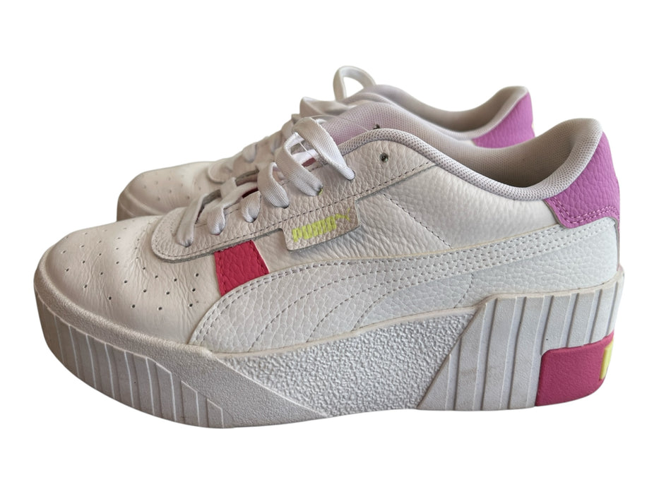 Puma Shoe Size 8.5 White, pink & purple Leather Platform Sneaker Lace Up Shoes White, pink & purple / 8.5