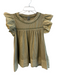 Anthropologie Size Medium Green Cotton Round Neck Embroidered Baby Doll Top Green / Medium