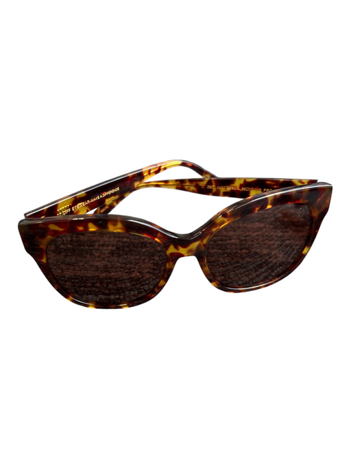 Diff Brown Tortoise Oversize Dark tint Square Frame Sunglasses Brown