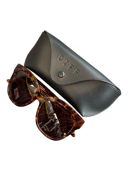 Diff Brown Tortoise Oversize Dark tint Square Frame Sunglasses Brown