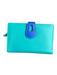 Lil Green & Blue Leather Card Holder Ridges Bifold Wallets Green & Blue