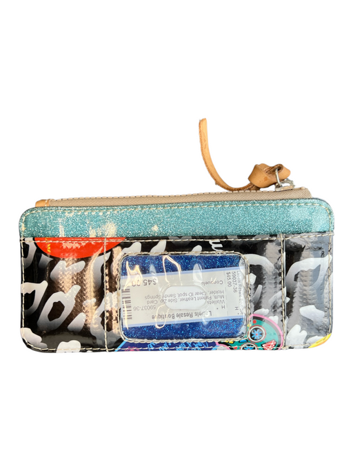 Consuela Multi Patent Leather Side Zip Card Holder Clear ID spot Wallets Multi
