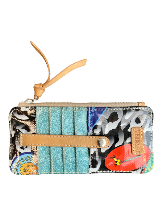 Consuela Multi Patent Leather Side Zip Card Holder Clear ID spot Wallets Multi