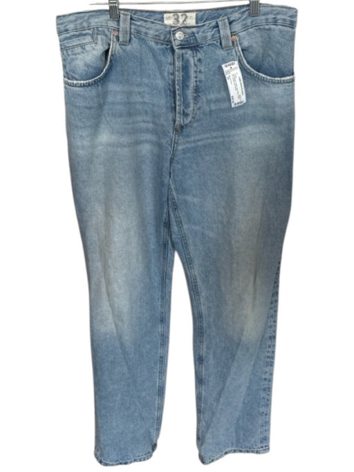 We The Free Size 32 Light Wash Cotton High Waist Button Fly Straight Leg Jeans Light Wash / 32