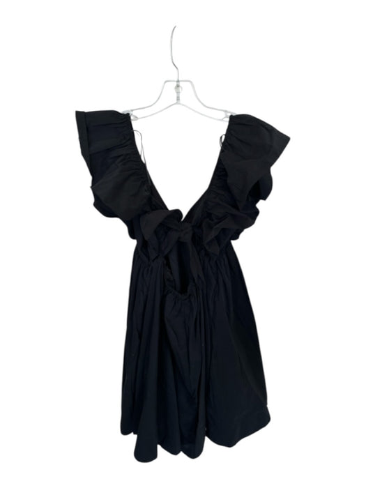 day + moon Size M Black Cotton Flutter Sleeves Back Tie Baby Doll Dress Black / M