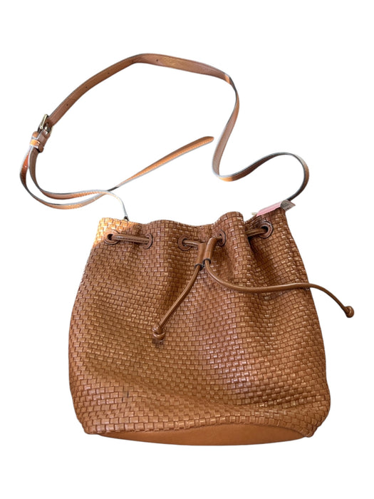 Cole Haan Cocoa Leather Drawstring Magnetic Snap Cross Body Strap Basket Bag Cocoa / S