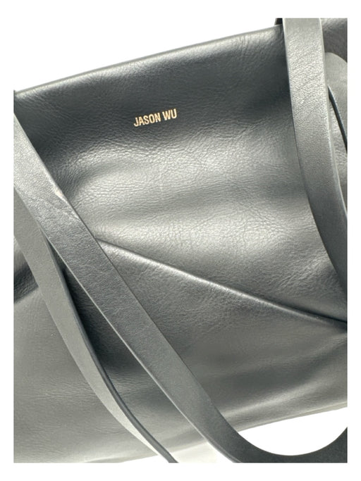 Jason Wu Black Leather Shoulder Bag Gathered Detail Top Zip Bag inc. Bag Black / L