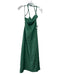 Zara Size XS Green Linen Blend Spaghetti Strap Maxi Front Seam Dress Green / XS