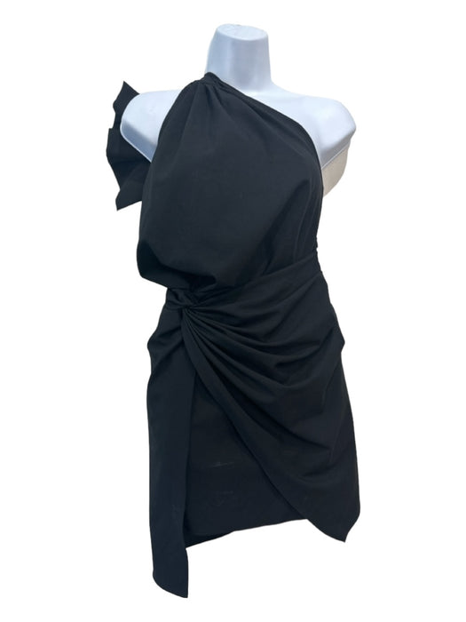 Zara Size S Black Polyester Blend One Shoulder Sleeveless Knot Side Twist Dress Black / S