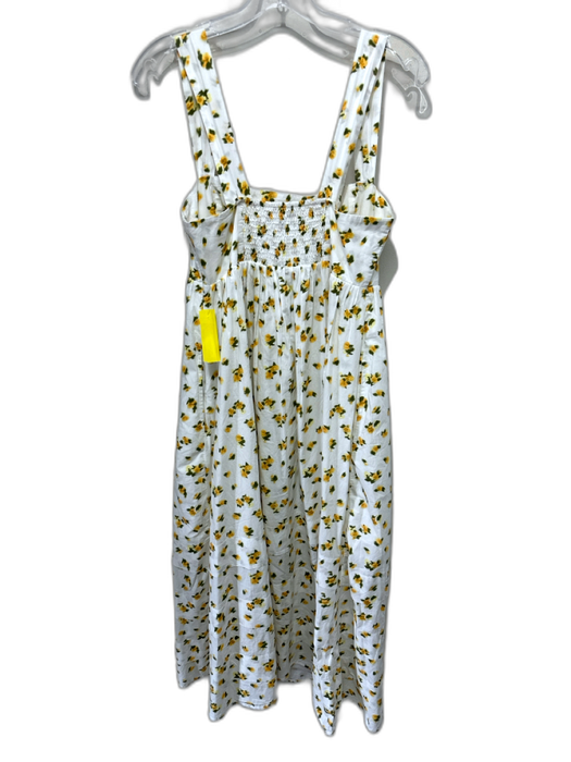 J Crew Size 8 White, Yellow, Green Print Cotton Sleeveless Floral Midi Dress White, Yellow, Green Print / 8