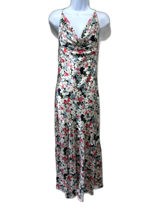 Cinq a Sept Size 8 Blue, Pink, Green Silk Spaghetti Strap Floral Cowl neck Dress Blue, Pink, Green / 8