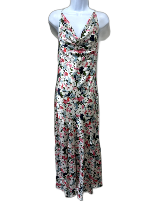 Cinq a Sept Size 8 Blue, Pink, Green Silk Spaghetti Strap Floral Cowl neck Dress Blue, Pink, Green / 8