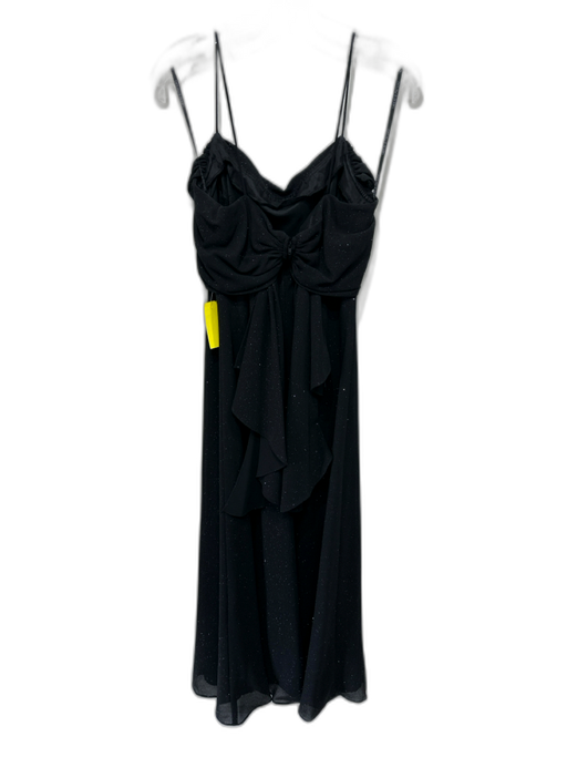 Betsy & Adam Size 14 Black Polyester Spaghetti Strap Glitter Pleated Gown Black / 14