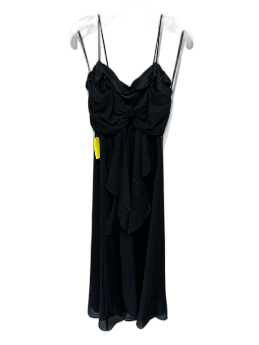 Betsy & Adam Size 14 Black Polyester Spaghetti Strap Glitter Pleated Gown Black / 14