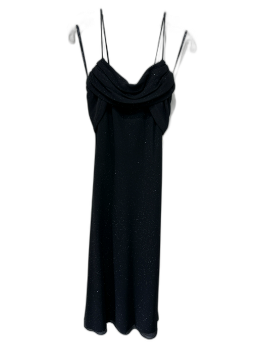 Betsy & Adam Size 14 Black Polyester Spaghetti Strap Glitter Pleated Gown Black / 14