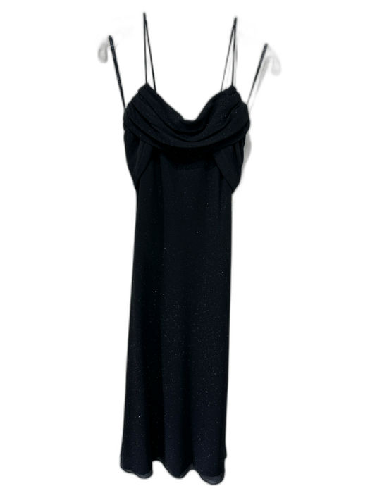 Betsy & Adam Size 14 Black Polyester Spaghetti Strap Glitter Pleated Gown Black / 14
