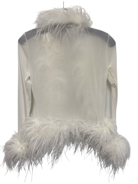 Lisa Maree Size Small White Polyester Long Sleeve Ostrich Feathers Mesh Jacket White / Small