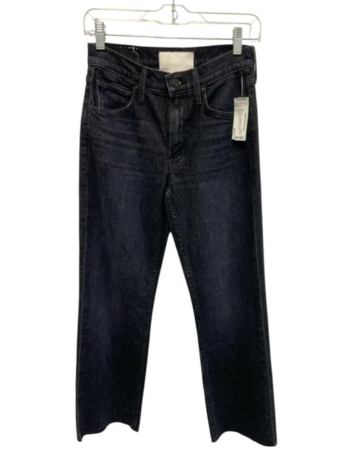 Mother Size 23 Black Wash Cotton Denim Zip & Button Whiskering High Rise Jeans Black Wash / 23