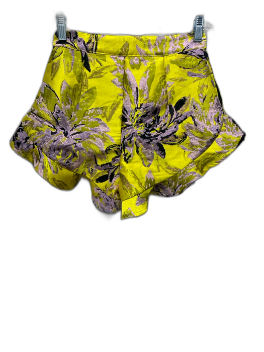 Camila Coelho Size XXS Yellow, Pink & Black Polyester Blend jaquard Shorts Yellow, Pink & Black / XXS