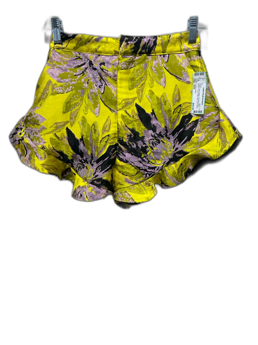 Camila Coelho Size XXS Yellow, Pink & Black Polyester Blend jaquard Shorts Yellow, Pink & Black / XXS