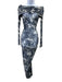 Superdown Size XXS Navy & Cream Polyester Mesh Trees & Animals Long Sleeve Dress Navy & Cream / XXS