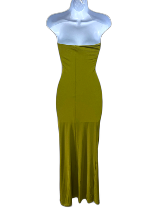 Superdown Size XXS Split Pea Green Polyester Strapless Front Ruching Maxi Dress Split Pea Green / XXS
