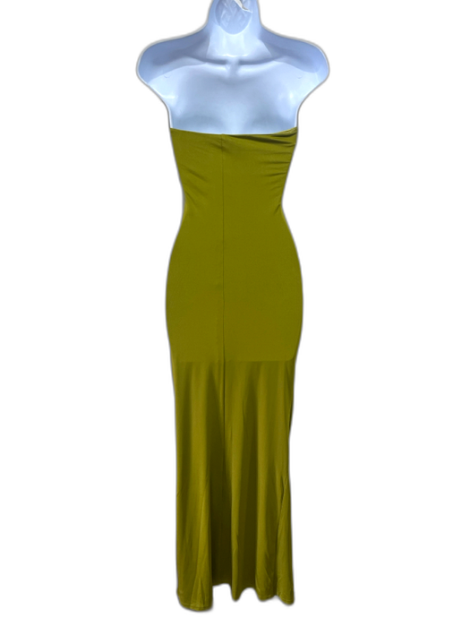 Superdown Size XXS Split Pea Green Polyester Strapless Front Ruching Maxi Dress Split Pea Green / XXS